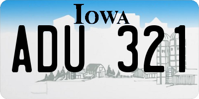 IA license plate ADU321