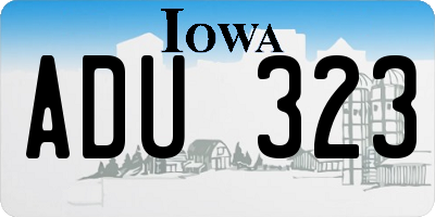 IA license plate ADU323