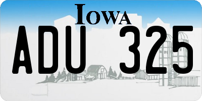 IA license plate ADU325