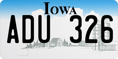 IA license plate ADU326