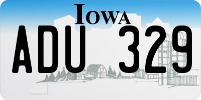 IA license plate ADU329