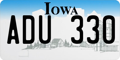 IA license plate ADU330