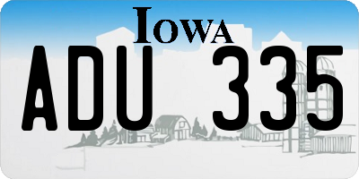 IA license plate ADU335