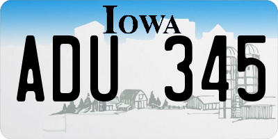 IA license plate ADU345
