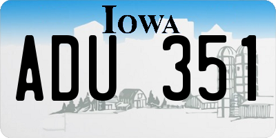 IA license plate ADU351