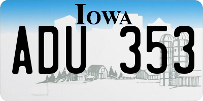 IA license plate ADU353