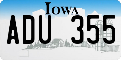 IA license plate ADU355