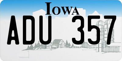IA license plate ADU357