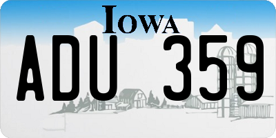 IA license plate ADU359