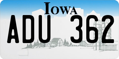IA license plate ADU362