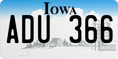 IA license plate ADU366