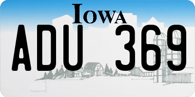 IA license plate ADU369