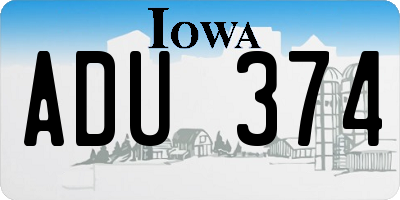 IA license plate ADU374