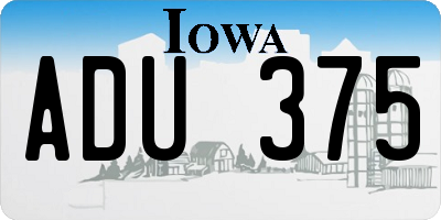 IA license plate ADU375