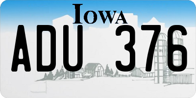 IA license plate ADU376