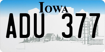 IA license plate ADU377