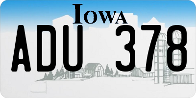 IA license plate ADU378