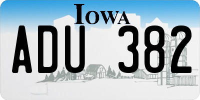 IA license plate ADU382