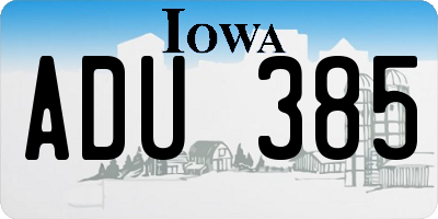 IA license plate ADU385