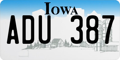 IA license plate ADU387