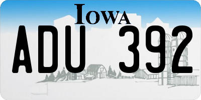 IA license plate ADU392