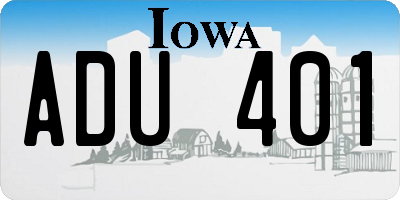 IA license plate ADU401