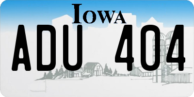 IA license plate ADU404