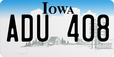 IA license plate ADU408