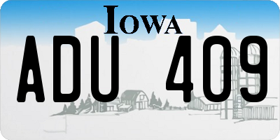 IA license plate ADU409