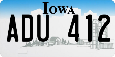 IA license plate ADU412