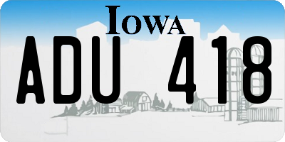 IA license plate ADU418
