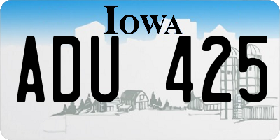 IA license plate ADU425