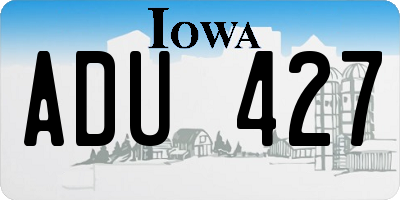 IA license plate ADU427