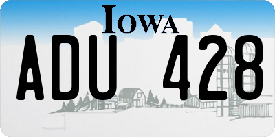 IA license plate ADU428