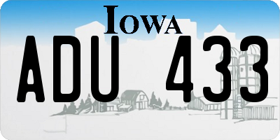 IA license plate ADU433