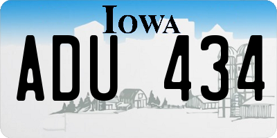 IA license plate ADU434