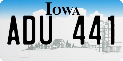 IA license plate ADU441