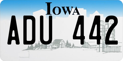 IA license plate ADU442