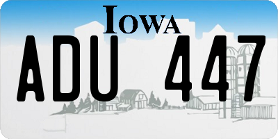 IA license plate ADU447