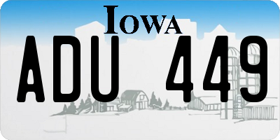 IA license plate ADU449