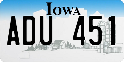 IA license plate ADU451