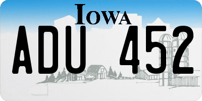 IA license plate ADU452