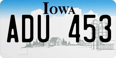 IA license plate ADU453