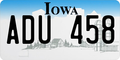 IA license plate ADU458