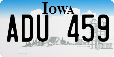 IA license plate ADU459