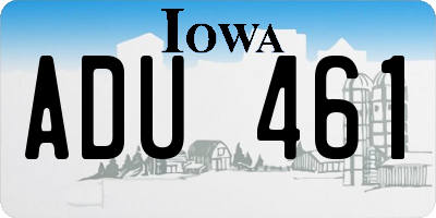 IA license plate ADU461