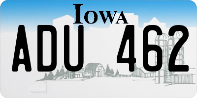 IA license plate ADU462