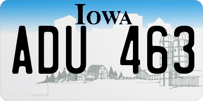 IA license plate ADU463