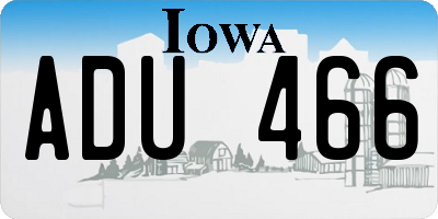 IA license plate ADU466