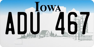 IA license plate ADU467